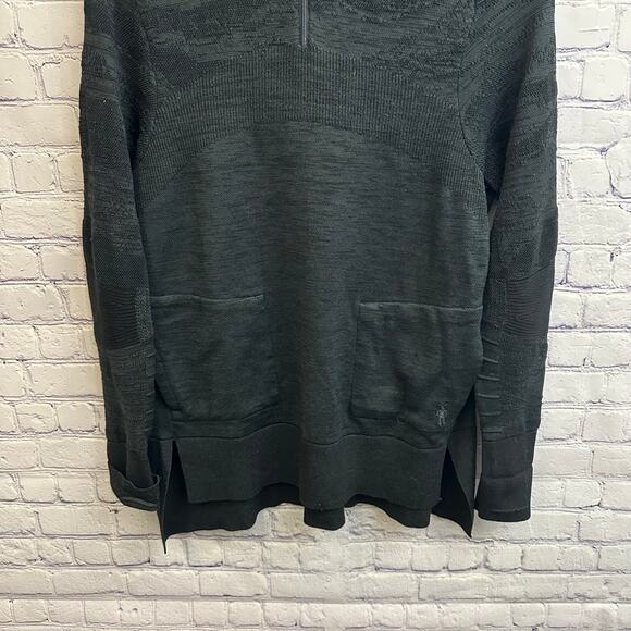 Smartwool Intraknit Merino Sport Pullover Hoodie Black Thumb Holes Size Large - Picture 5 of 12